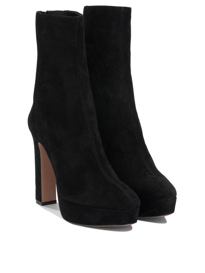 Aquazzura "Martine 110MM" Ankle Boots with Zipper - Black