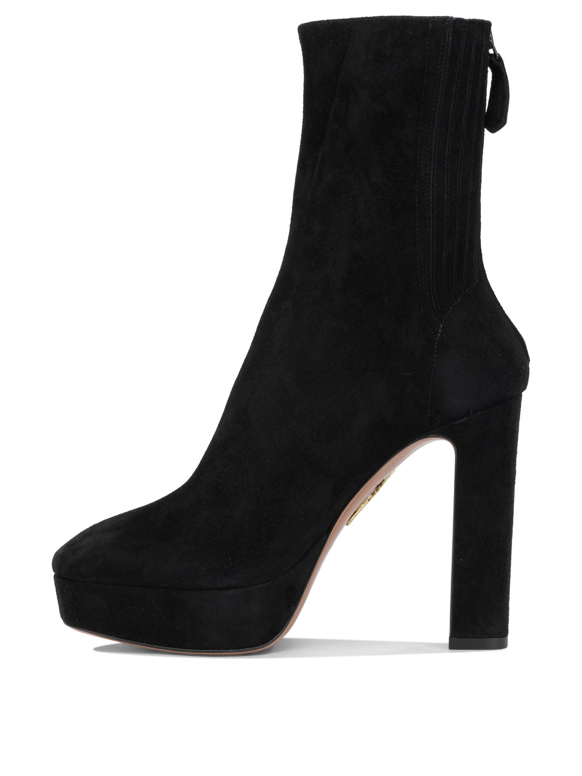Aquazzura "Martine 110MM" Ankle Boots with Zipper - Black