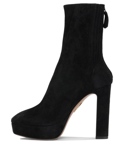 Aquazzura "Martine 110MM" Ankle Boots with Zipper - Black