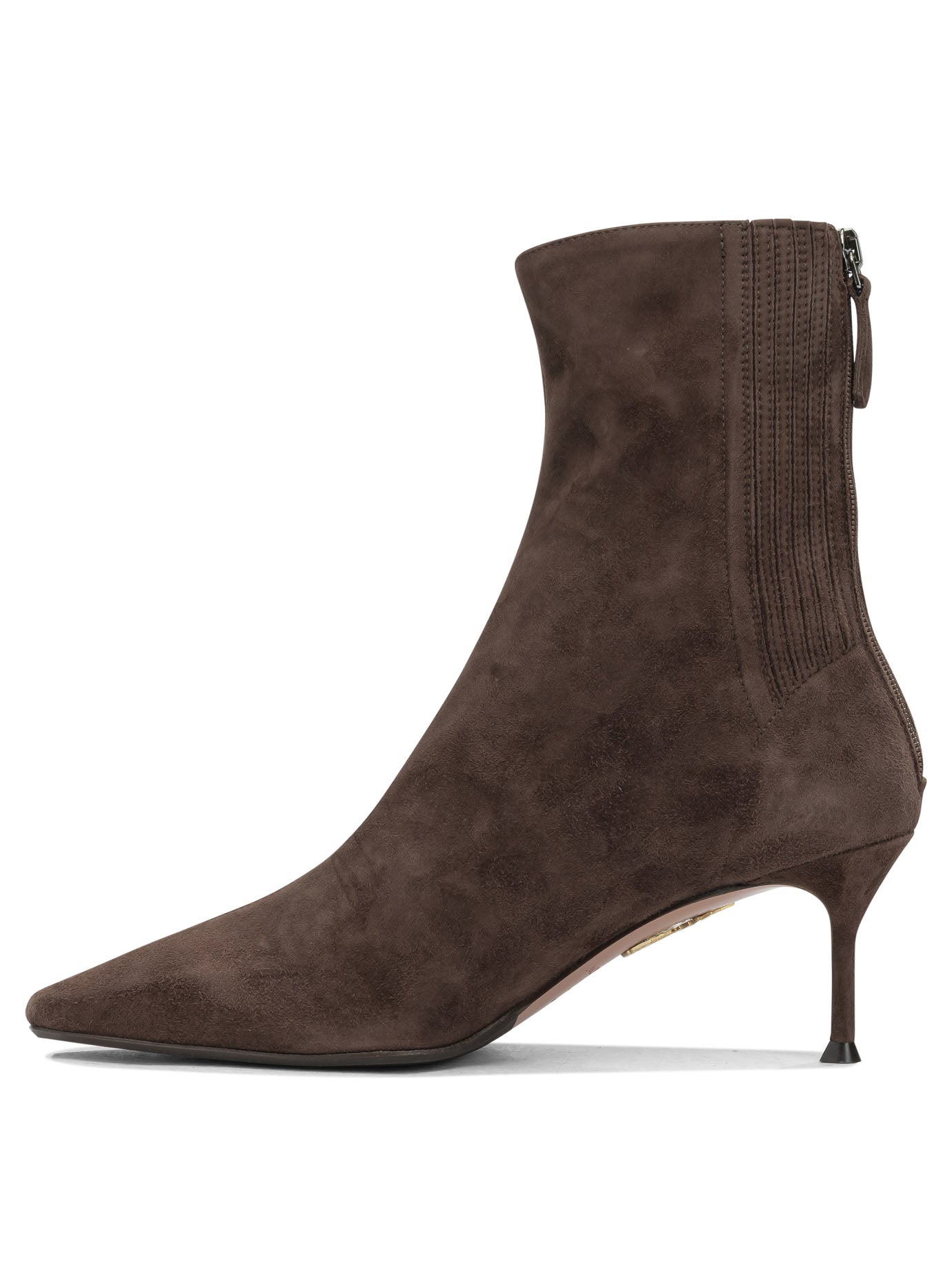 Aquazzura "Saint Honoré 65MM" Ankle Boots with Zipper - Brown