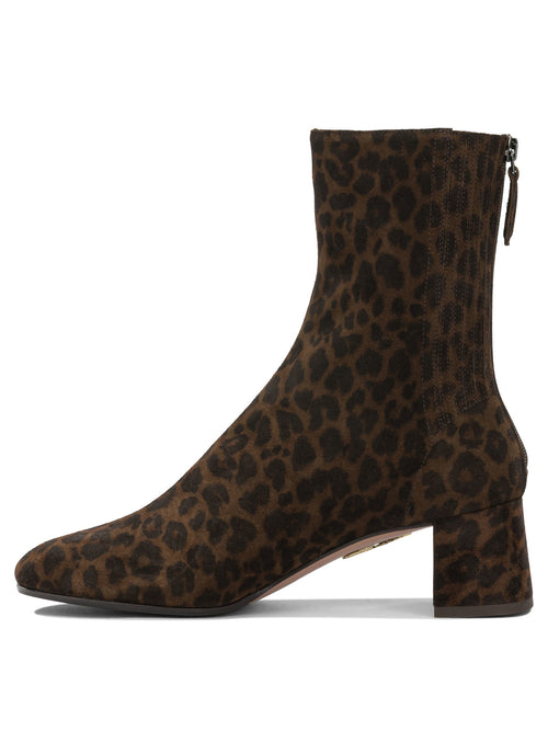 Aquazzura "Saint Honore 50 mm" Ankle Boots with Zipper - Brown