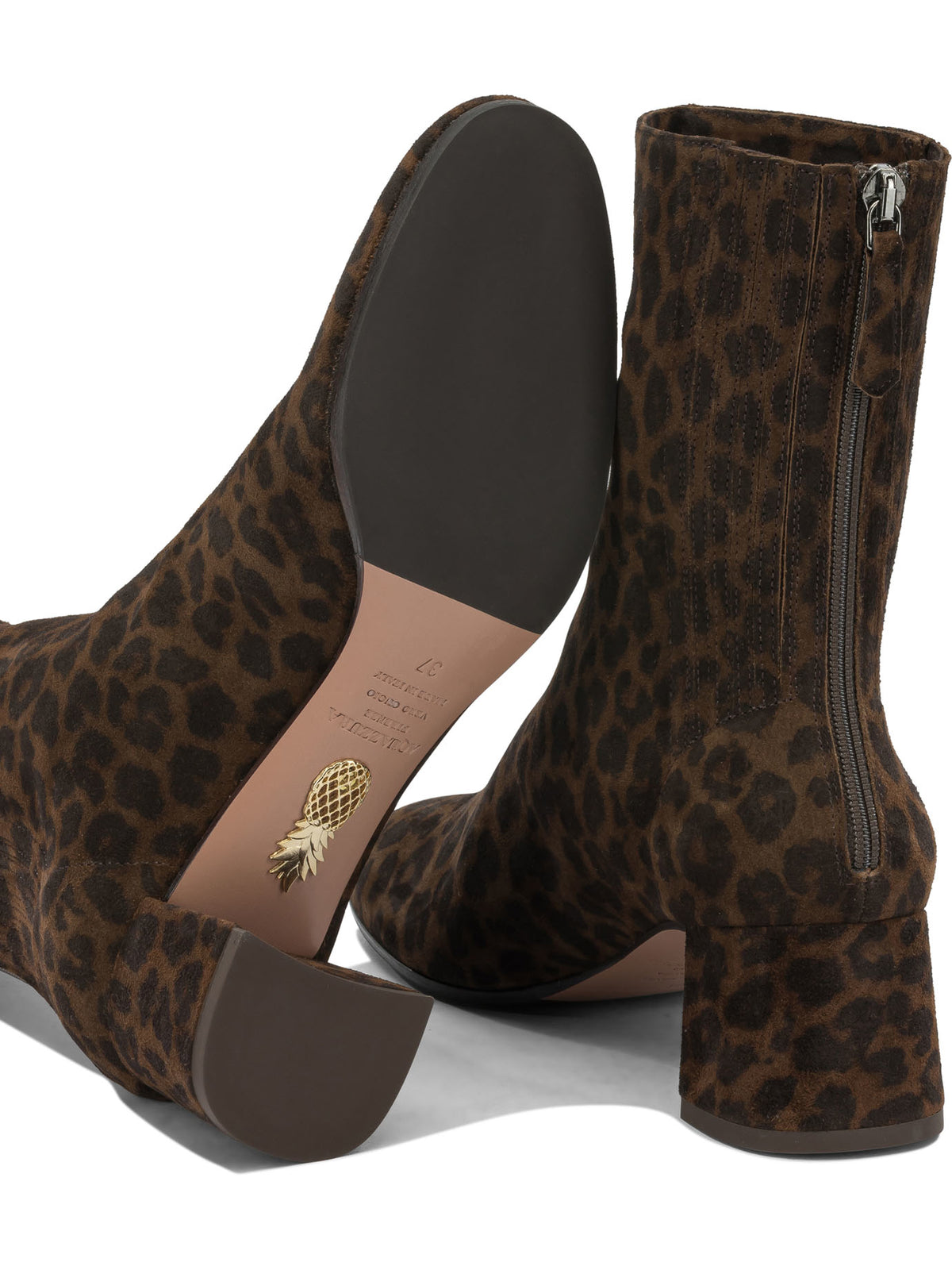 Aquazzura "Saint Honore 50 mm" Ankle Boots with Zipper - Brown