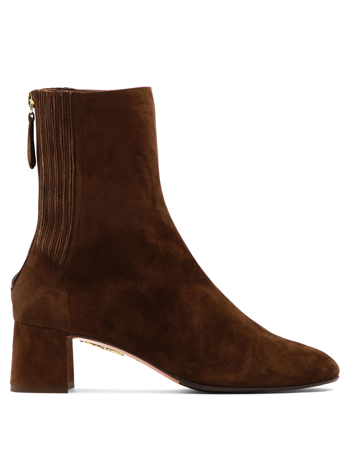 Aquazzura "Saint Honore 50 mm" Ankle Boots with Zipper - Brown