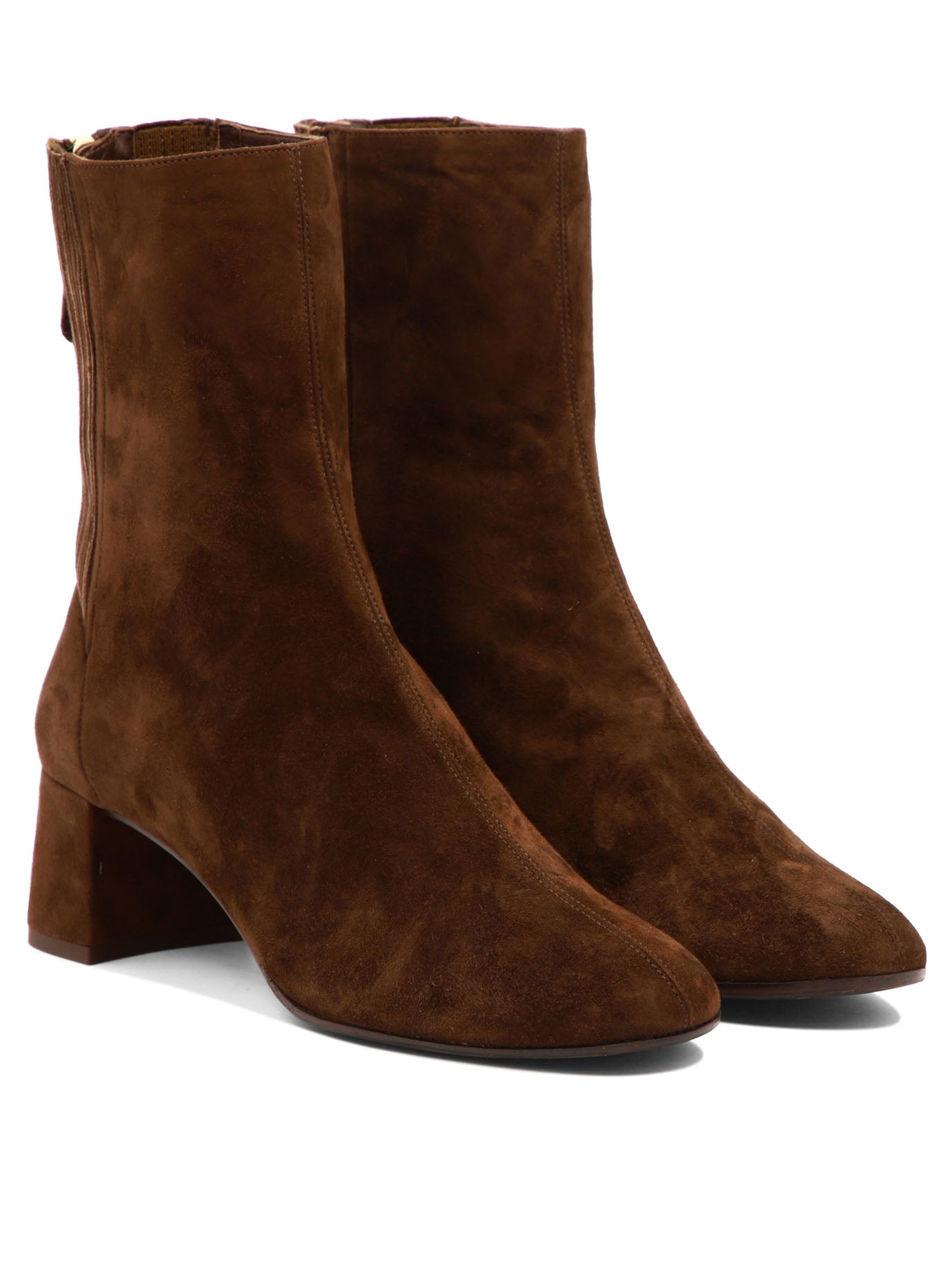 Aquazzura "Saint Honore 50 mm" Ankle Boots with Zipper - Brown