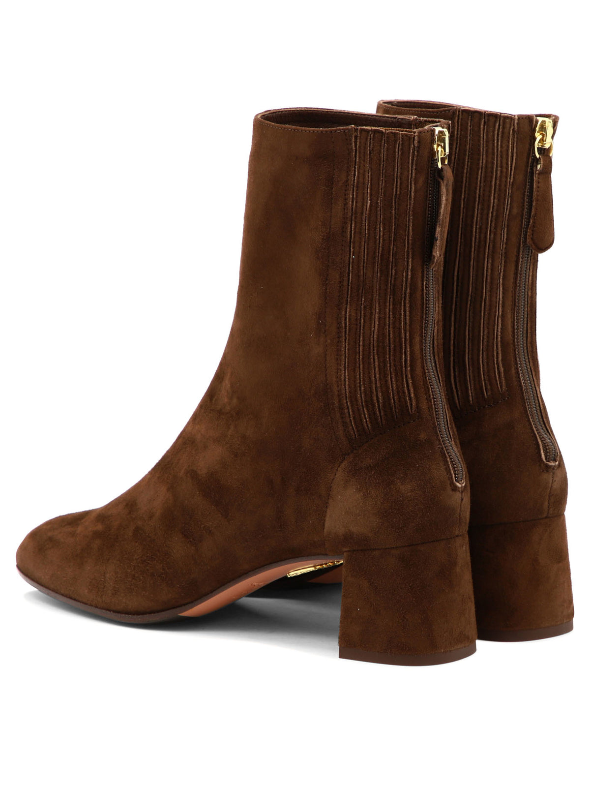 Aquazzura "Saint Honore 50 mm" Ankle Boots with Zipper - Brown