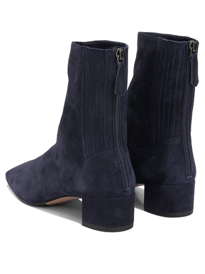 Aquazzura "Saint Honoré 35MM" Ankle Boots with Zipper - Blue