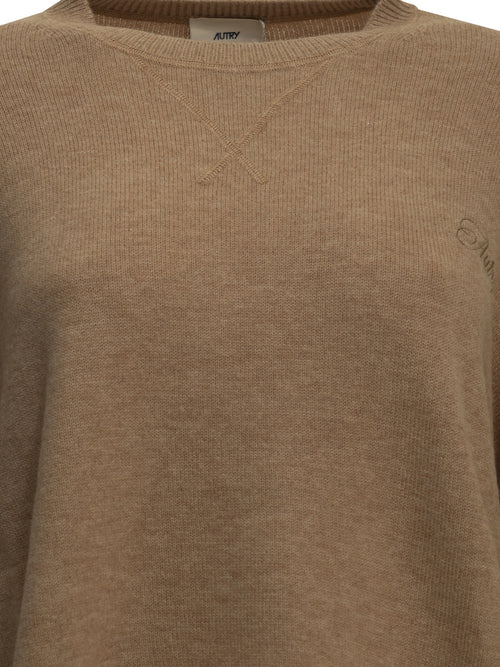 Autry Crew-neck sweater with logo - Beige
