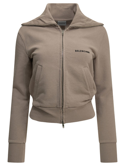 Balenciaga Zip-up Sweatshirt with Logo - Pink