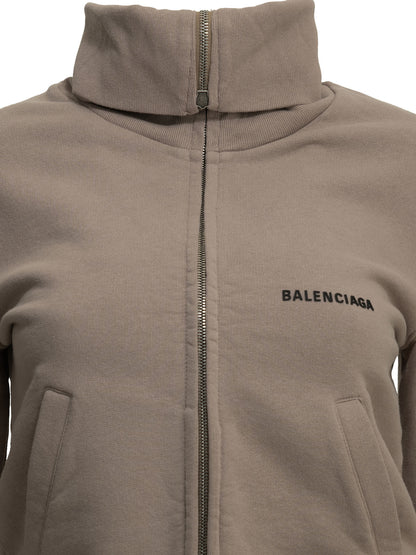Balenciaga Zip-up Sweatshirt with Logo - Pink
