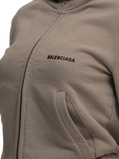 Balenciaga Zip-up Sweatshirt with Logo - Pink