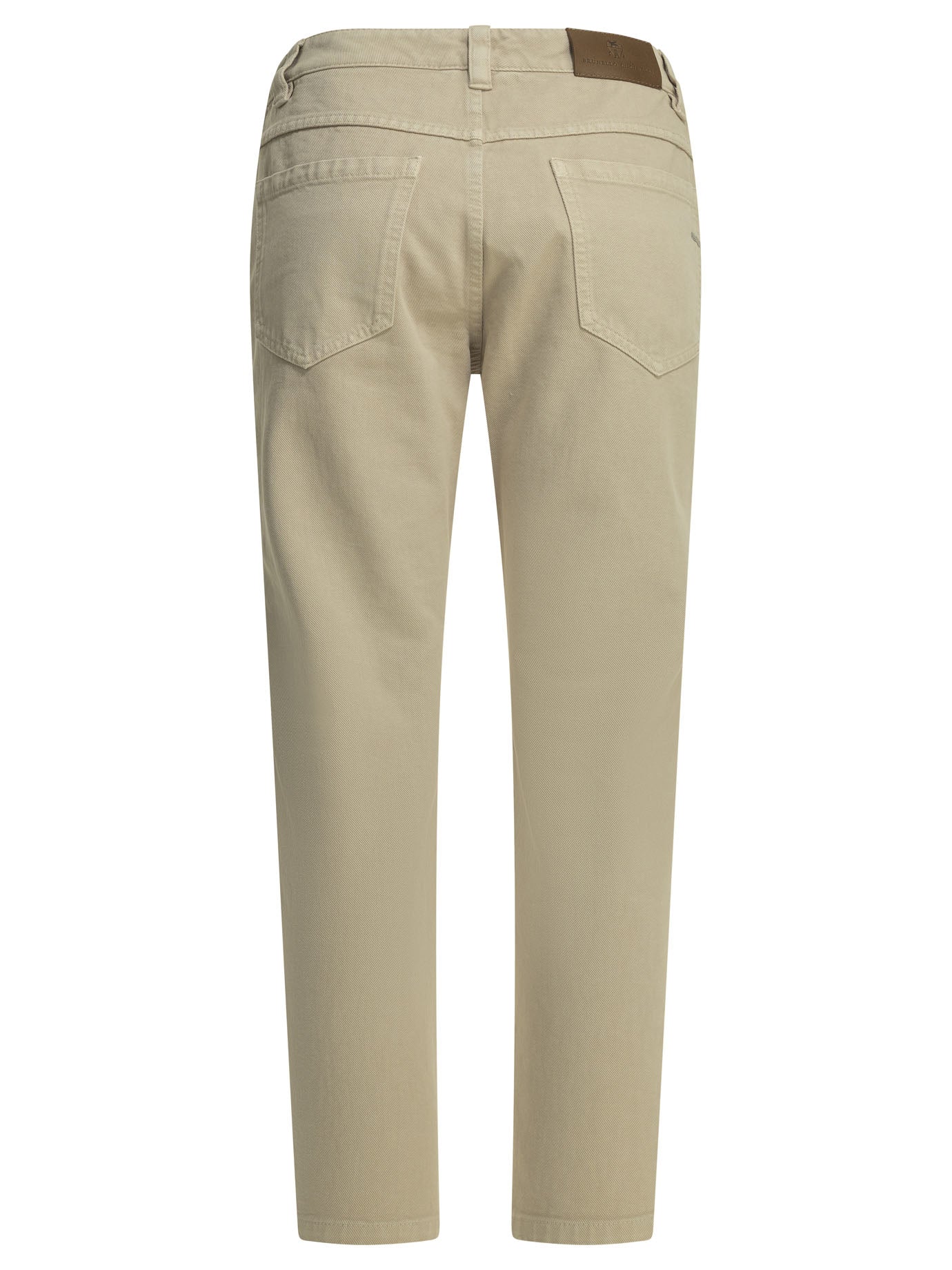 Brunello Cucinelli "Straight Shiny Bartck" Straight Leg Jeans - Beige