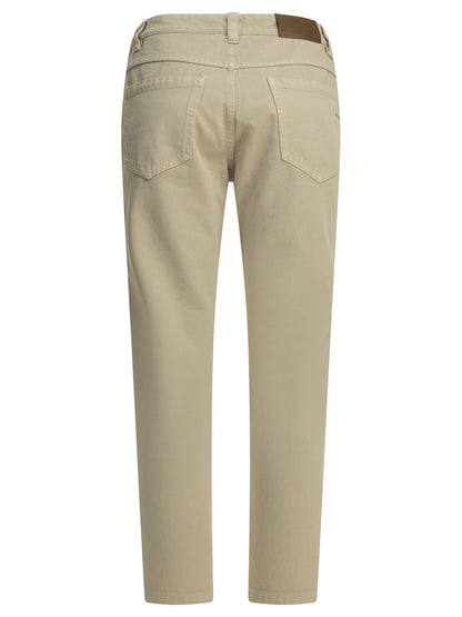 Brunello Cucinelli "Straight Shiny Bartck" Straight Leg Jeans - Beige