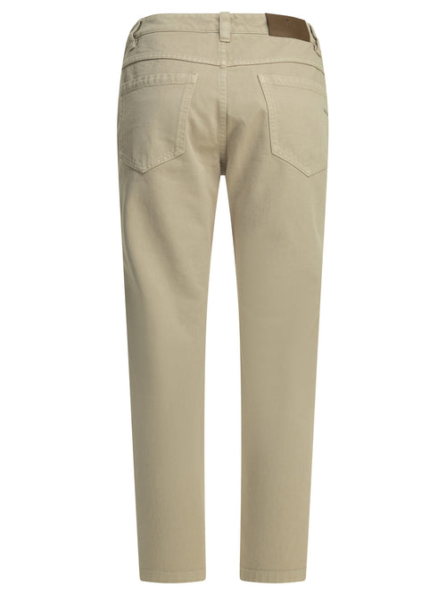 Brunello Cucinelli "Straight Shiny Bartck" Straight Leg Jeans - Beige