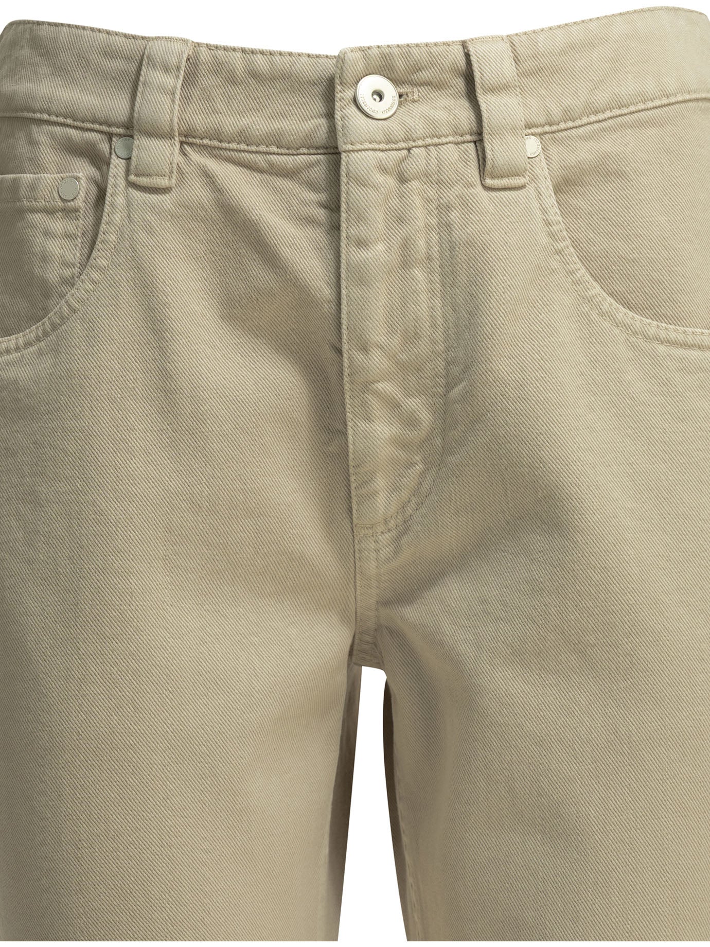 Brunello Cucinelli "Straight Shiny Bartck" Straight Leg Jeans - Beige