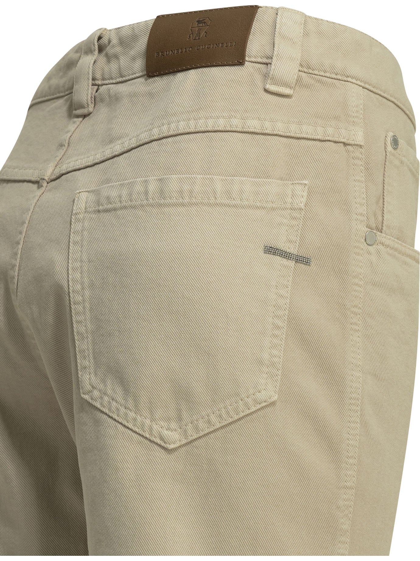 Brunello Cucinelli "Straight Shiny Bartck" Straight Leg Jeans - Beige