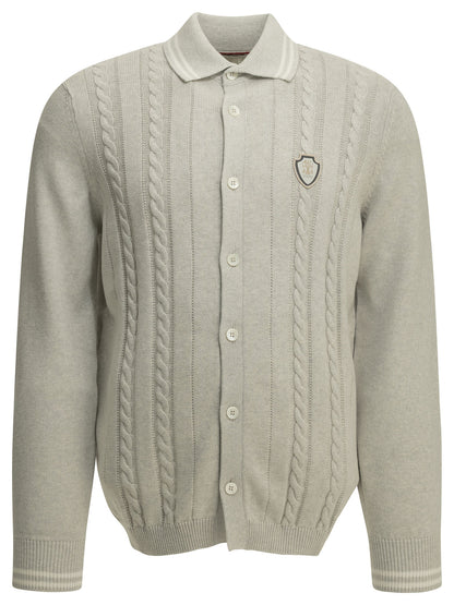 Brunello Cucinelli Cardigan with logo - Grey