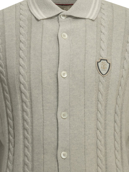 Brunello Cucinelli Cardigan with logo - Grey