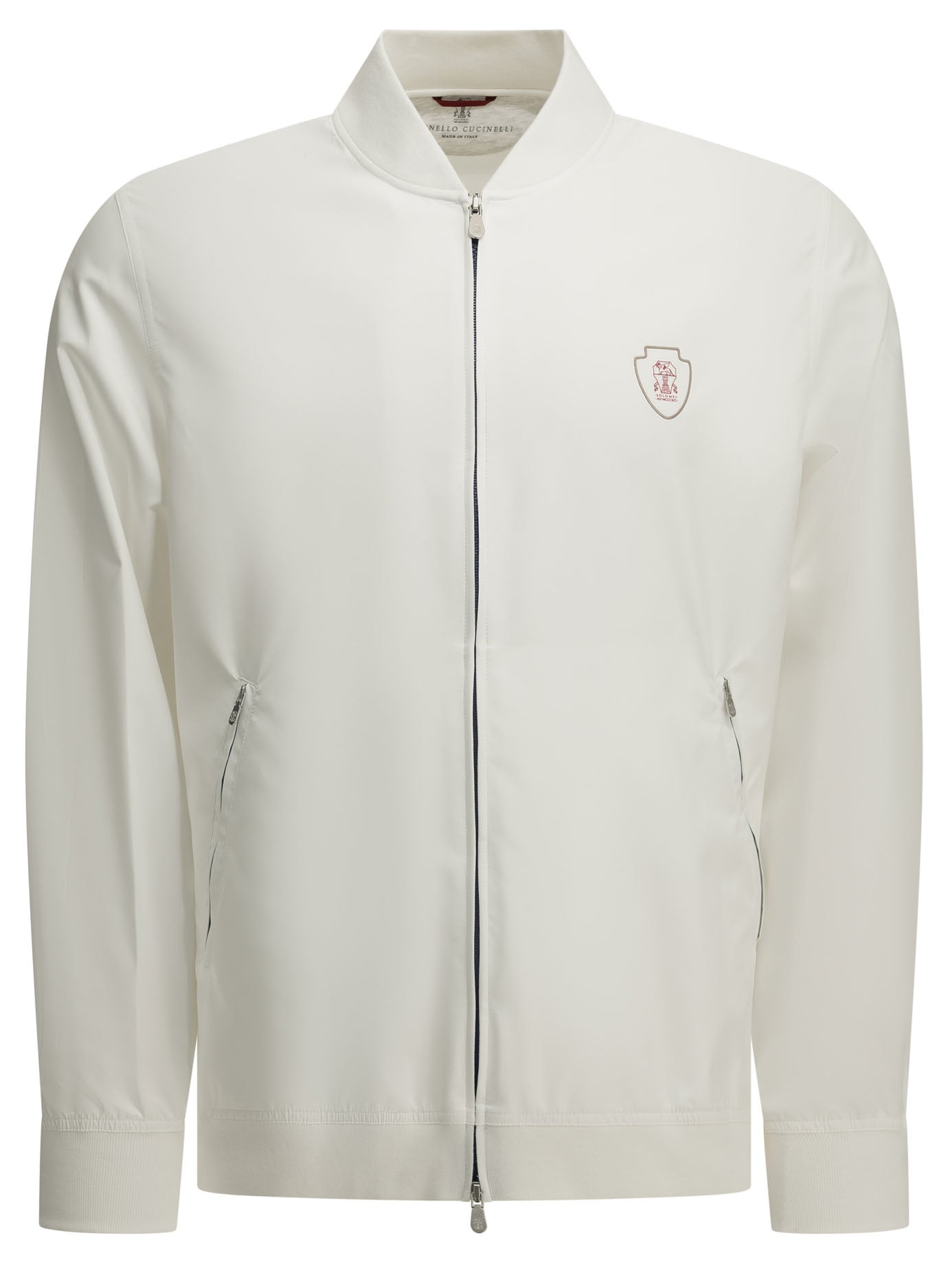 Brunello Cucinelli Zip-up Sweatshirt with Logo - White