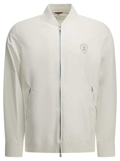 Brunello Cucinelli Zip-up Sweatshirt with Logo - White