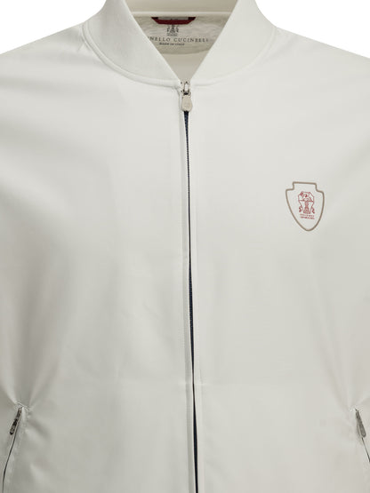 Brunello Cucinelli Zip-up Sweatshirt with Logo - White