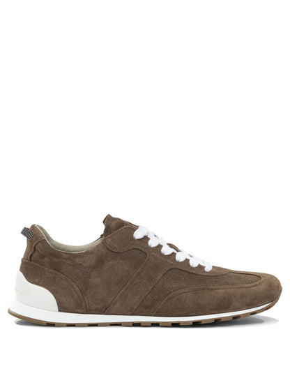 Brunello Cucinelli "Shiny Loops" Low-Top Sneakers - Brown