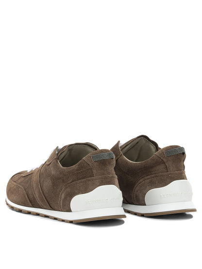 Brunello Cucinelli "Shiny Loops" Low-Top Sneakers - Brown