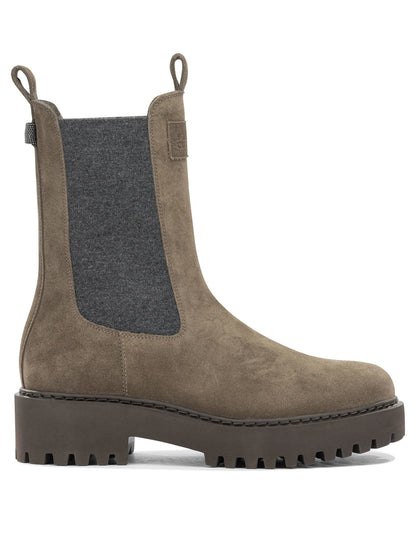 Brunello Cucinelli Suede pull-on ankle boots - Brown