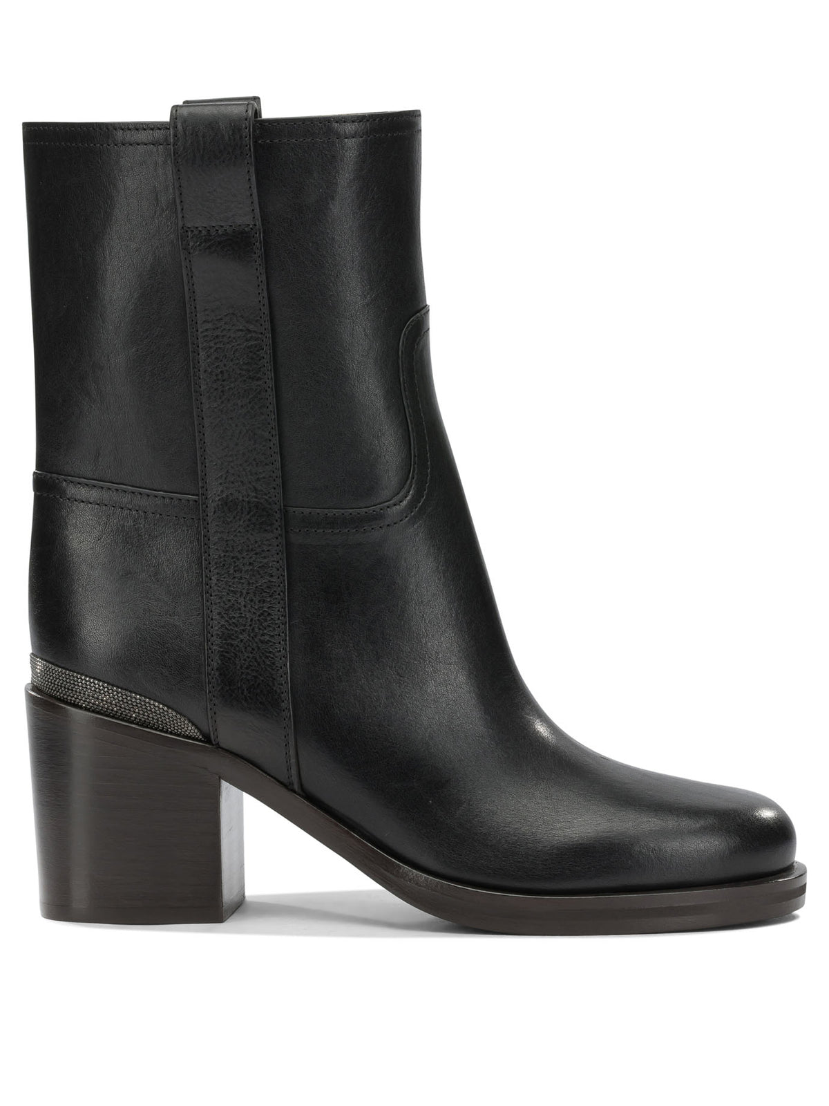 Brunello Cucinelli Leather pull-on ankle boots - Black