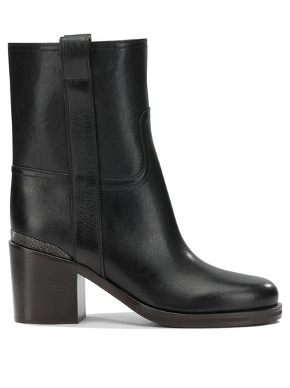 Brunello Cucinelli Leather pull-on ankle boots - Black
