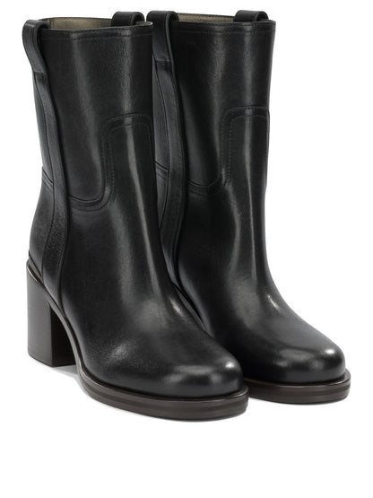 Brunello Cucinelli Leather pull-on ankle boots - Black