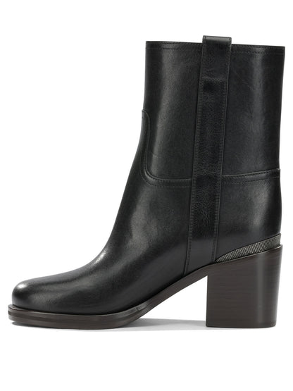 Brunello Cucinelli Leather pull-on ankle boots - Black