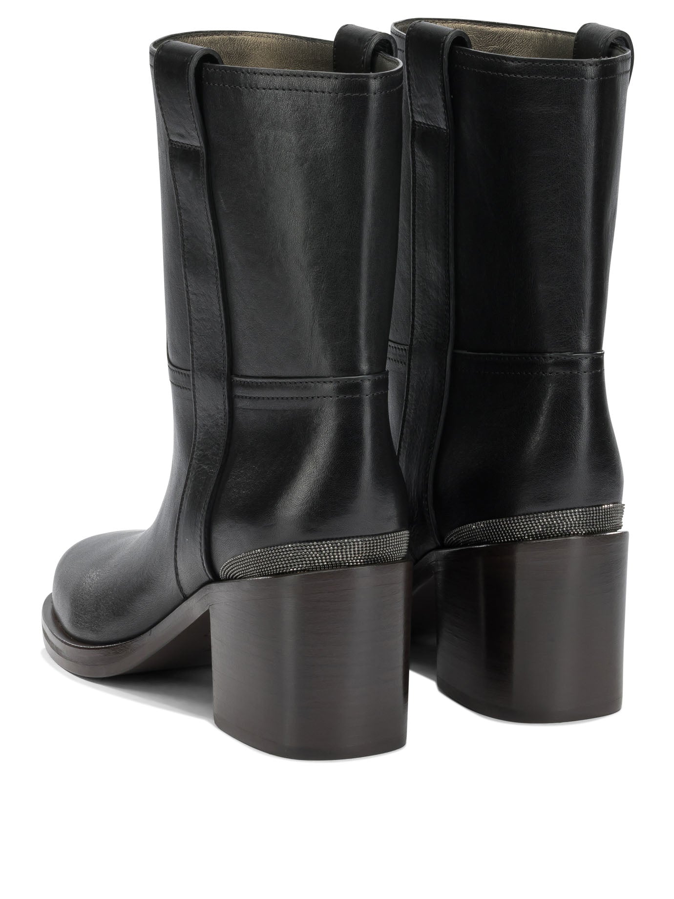 Brunello Cucinelli Leather pull-on ankle boots - Black