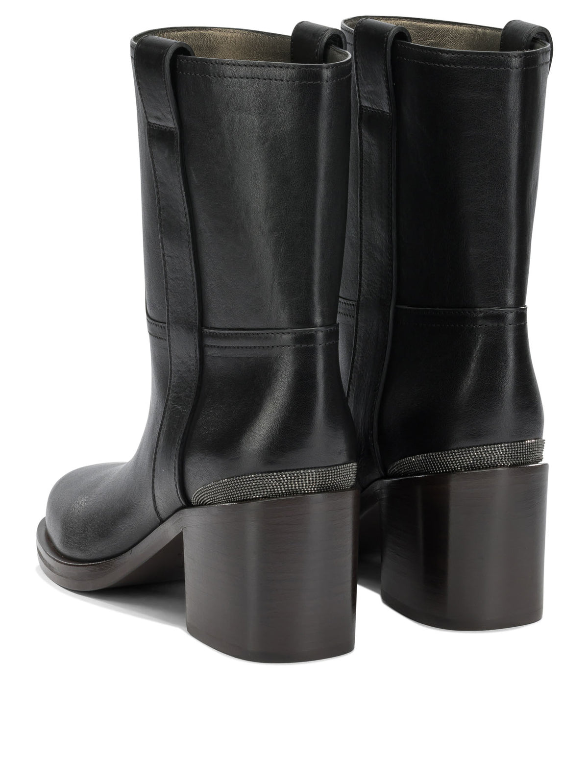 Brunello Cucinelli Leather pull-on ankle boots - Black