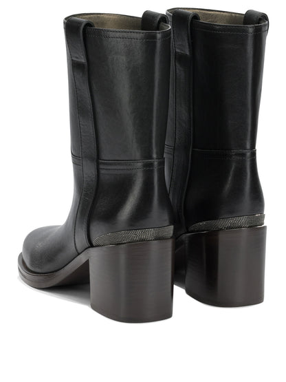 Brunello Cucinelli Leather pull-on ankle boots - Black
