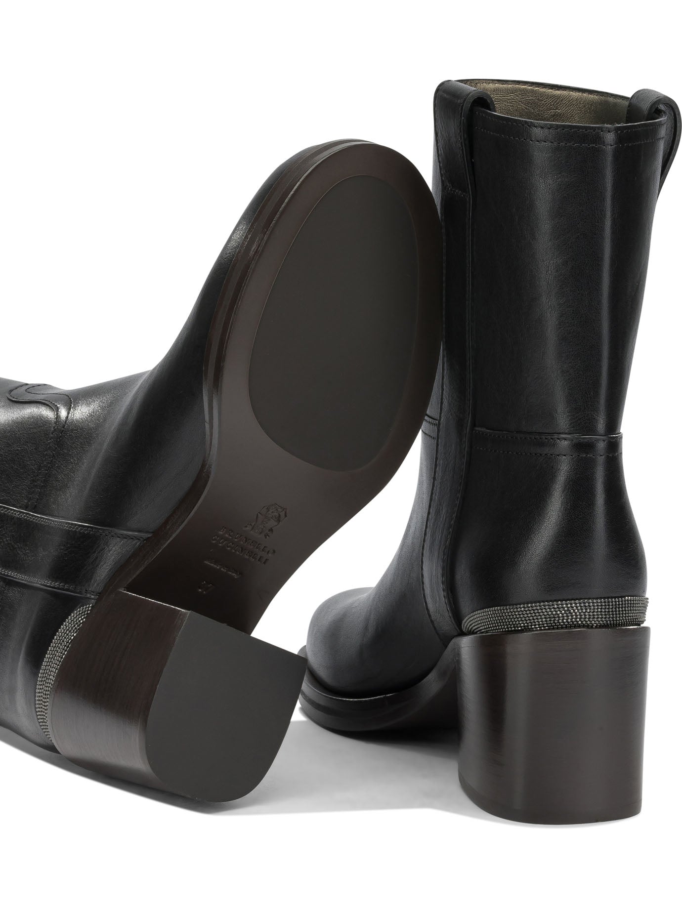 Brunello Cucinelli Leather pull-on ankle boots - Black