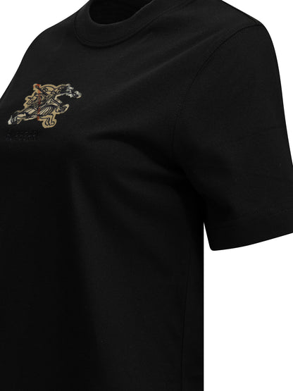 Burberry "Knight Check" Crew-Neck T-Shirt - Black