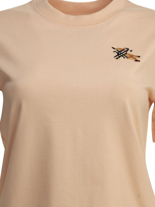 Burberry "Knight Check" Crew-Neck T-Shirt - Pink