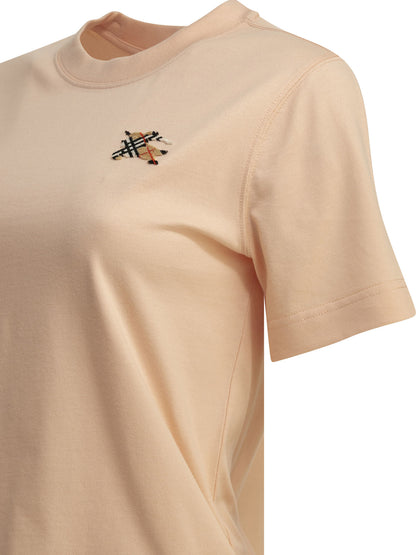 Burberry "Knight Check" Crew-Neck T-Shirt - Pink