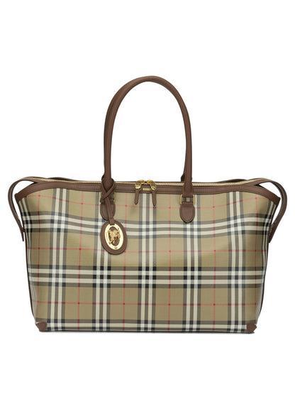 Burberry "Check" Large Shoulder Bag - Beige