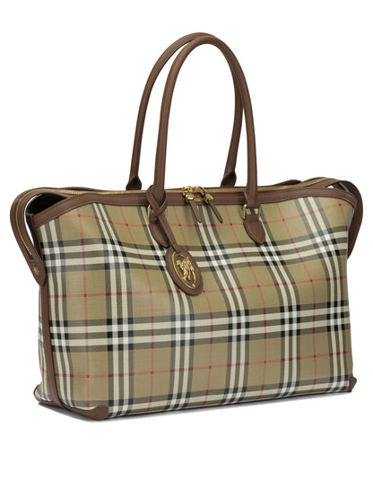 Burberry "Check" Large Shoulder Bag - Beige