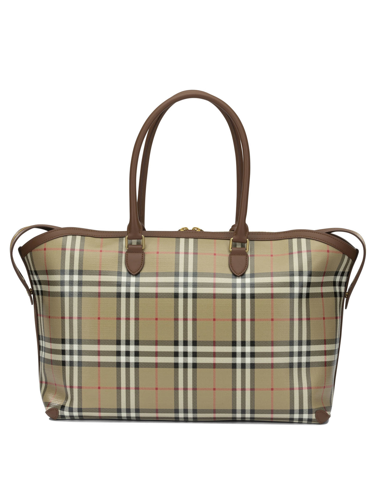 Burberry "Check" Large Shoulder Bag - Beige
