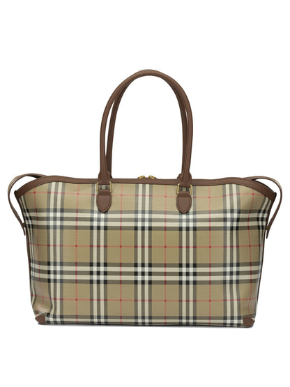 Burberry "Check" Large Shoulder Bag - Beige