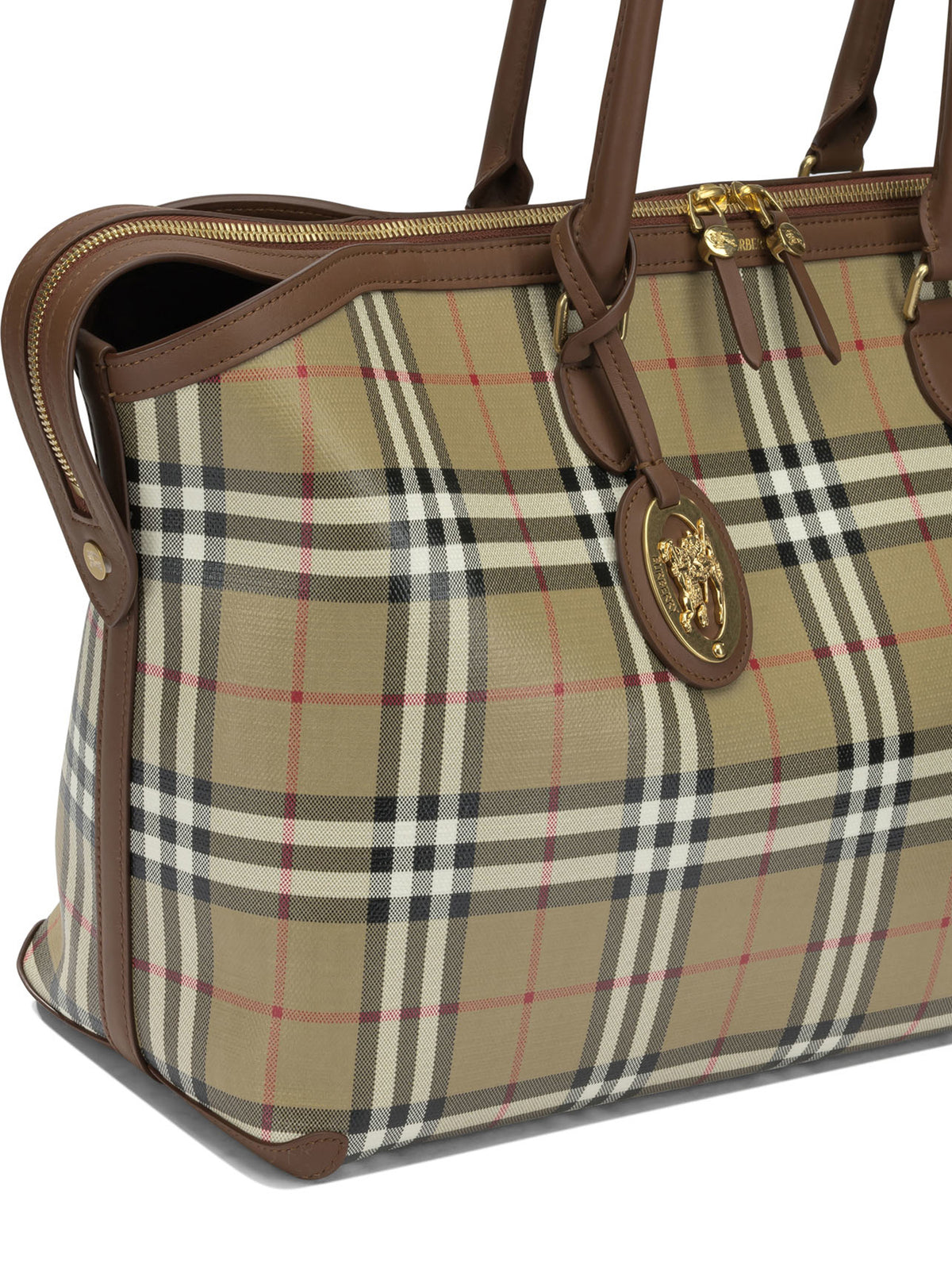 Burberry "Check" Large Shoulder Bag - Beige