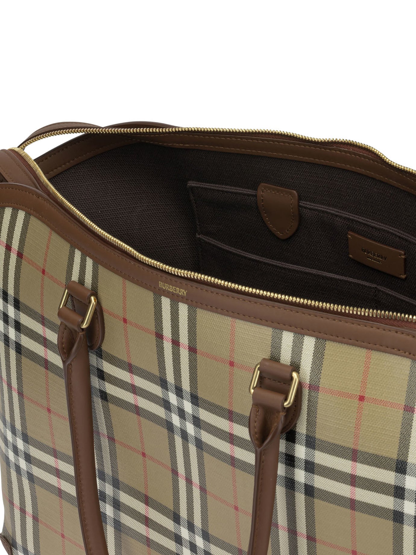 Burberry "Check" Large Shoulder Bag - Beige