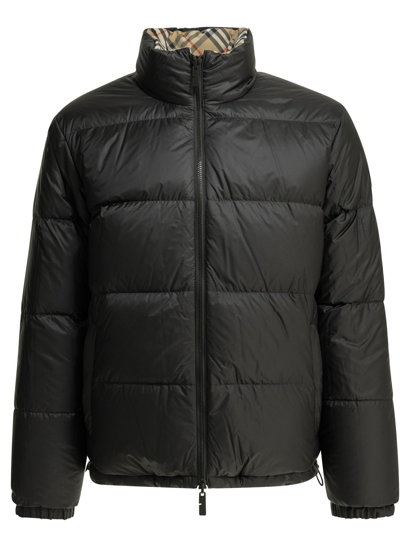 Burberry "Snowdon Check Reversible" Short Down Jacket - Beige