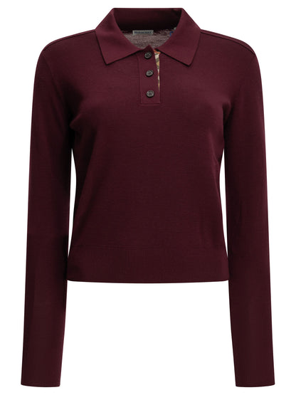 Burberry Wool Polo Sweater - Bordeaux
