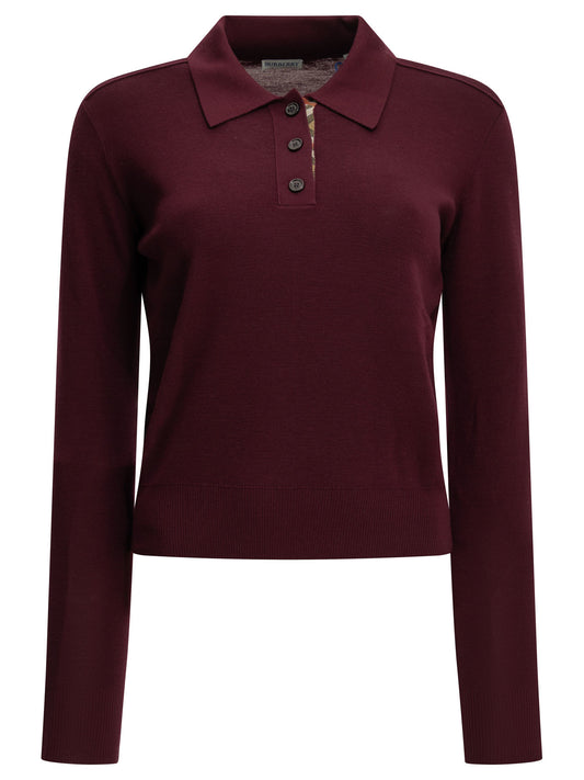 Burberry Wool Polo Sweater - Bordeaux