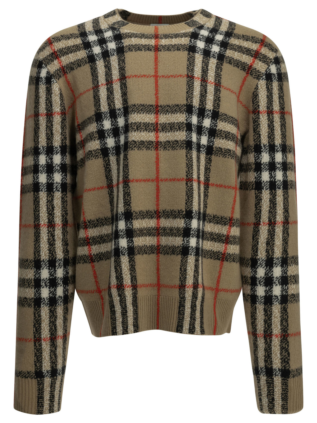 Burberry "Check" Crew-Neck Sweater - Beige