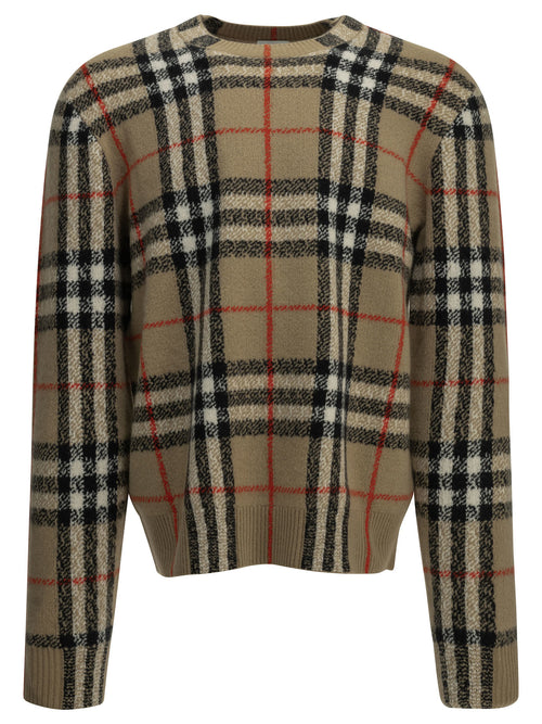 Burberry "Check" Crew-Neck Sweater - Beige