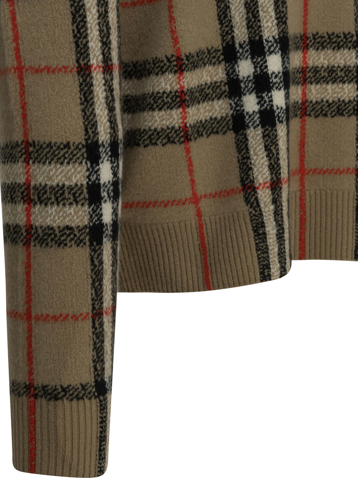 Burberry "Check" Crew-Neck Sweater - Beige